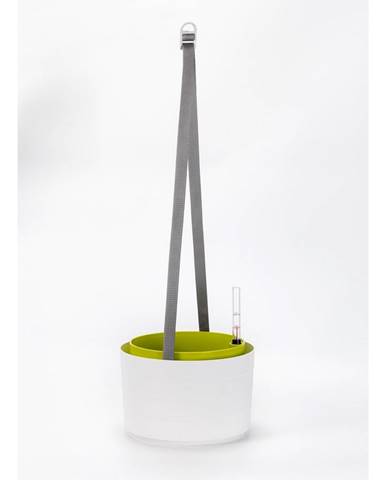 Plastia Samozavlažovací závesný kvetináč Berberis biela + zelená, pr. 26 cm