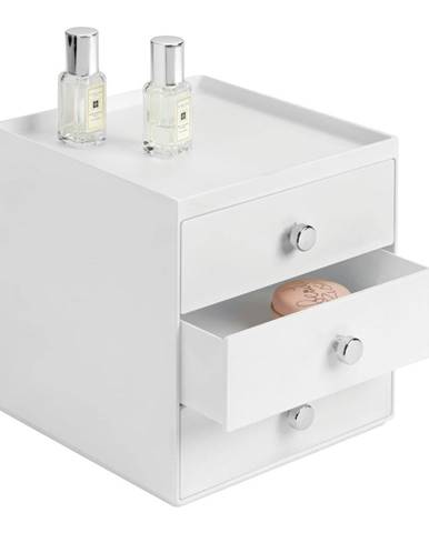 Biely úložný box s 3 zásuvkami InterDesign, výška 18 cm