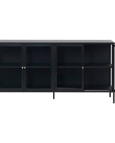 Čierna vitrína Unique Furniture Carmel, dĺžka 170 cm