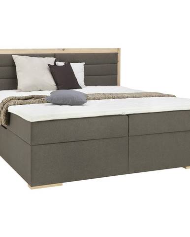 Carryhome POSTEĽ BOX, 180/200 cm, textil, kompozitné drevo, sivá, farby dubu - sivá, farby dubu