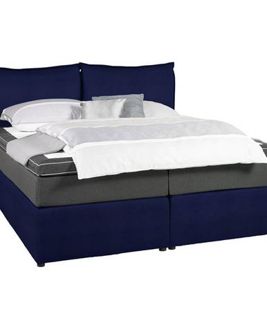 Welnova POSTEĽ BOXSPRING, 160/200 cm, textil, antracitová, modrá - antracitová, modrá