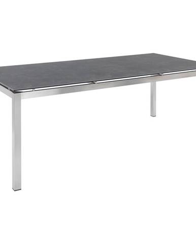 Amatio ZÁHRADNÝ STÔL, kov, sklo, 200/100/75 cm - farby ušľachtilej ocele, tmavosivá
