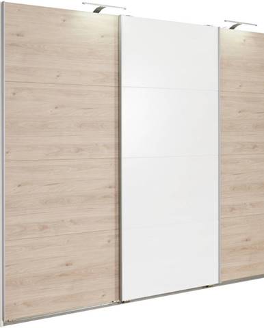 Carryhome SKRIŇA S POSUVNÝMI DVERMI, biela, farby dubu, 270/210/65 cm - biela, farby dubu