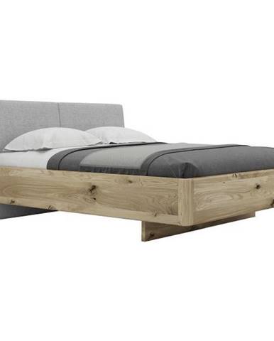 Valnatura POSTEĽ, 160/200 cm, drevo, textil, sivá, farby dubu - sivá, farby dubu