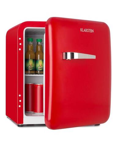 Klarstein Audrey Mini, retro chladnička, 48 l, 2 úrovne, F, červená