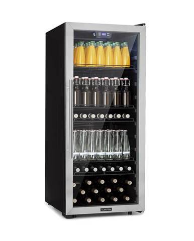 Klarstein Beersafe 7XL, chladnička, 242 litrov, 5 políc, panoramatické sklenené dvere, nerezová oceľ