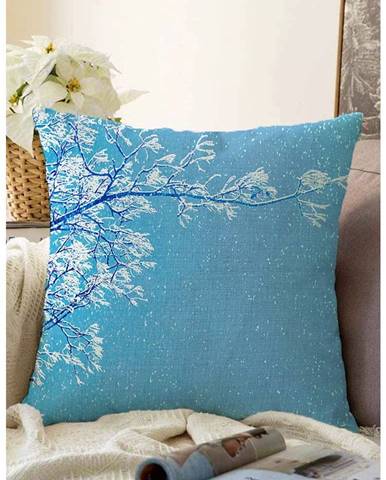 Modrá obliečka na vankúš s prímesou bavlny Minimalist Cushion Covers Winter Wonderland, 55 x 55 cm