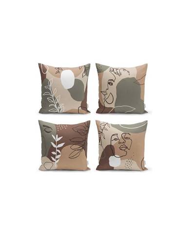 Súprava 4 obliečok na vankúše Minimalist Cushion Covers Drawing Face, 43 x 43 cm Minimalist Cushion Covers