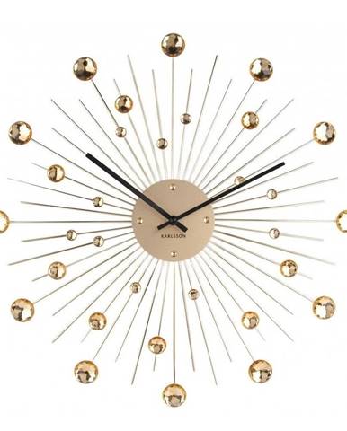 Nástenné hodiny z krištáľu zlatej farby Karlsson Sunburst