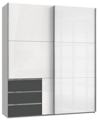 Šatníková skriňa ELIOT biela/grafit, šírka 200 cm