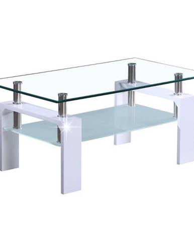 Konferenčný stolík biela extra vysoký lesk HG/sklo LIBOR NEW