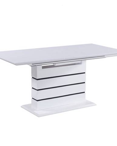 Jedálenský rozkladací stôl biela s vysokým leskom HG  MEDAN rozbalený tovar