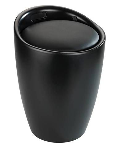 Čierna kúpeľňová stolička s vyberateľným košom na bielizeň Wenko Candy