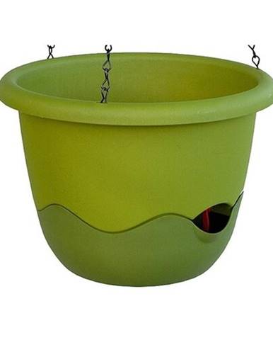 Samozavlažovací závesný kvetináč Mareta, zelená, 25 cm, Plastia, pr. 25 cm