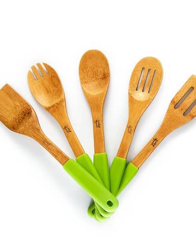 Klarstein Kuchynské príslušenstvo, súprava 5 kusov, obracačka, silikónové rúčky, udržateľné, bambus