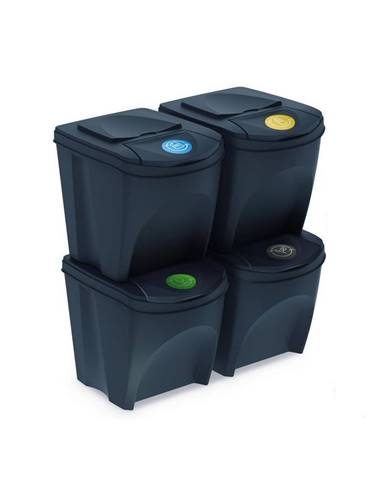 Kôš na triedený odpad Sortibox 25 l, 4 ks, antracit IKWB20S4 S433