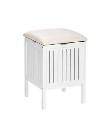 Biela drevená stolička do kúpeľne s úložným priestorom Wenko Oslo