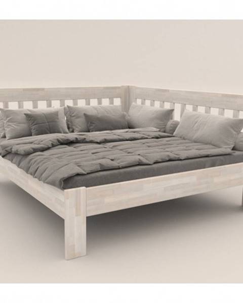 Sconto Rohová posteľ APOLONIE pravá, buk/biela, 180x200 cm