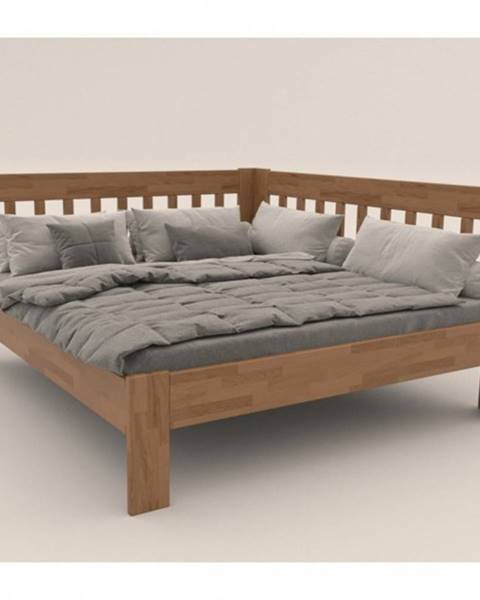 Sconto Rohová posteľ APOLONIE pravá, dub/svetlý orech, 180x200 cm