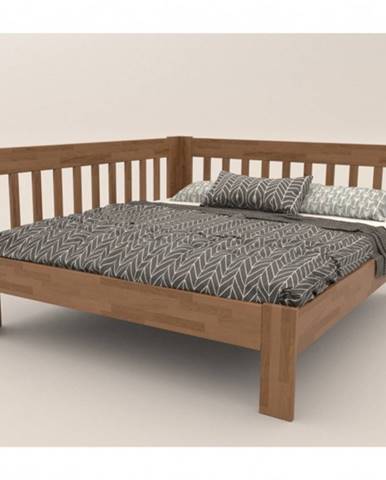Rohová posteľ APOLONIE ľavá, dub/svetlý orech, 160x200 cm