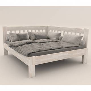 Rohová posteľ APOLONIE pravá, buk/biela, 180x200 cm