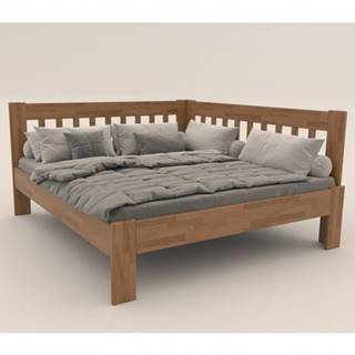 Rohová posteľ APOLONIE pravá, dub/svetlý orech, 180x200 cm