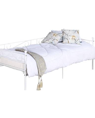 Rozali kovová jednolôžková posteľ s roštom 90x200 cm biela