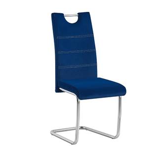 Jedálenská stolička modrá Velvet látka/svetlé šitie ABIRA NEW