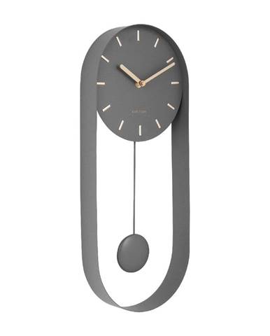 Sivé kyvadlové nástenné hodiny Karlsson Charm