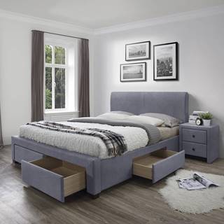 Modena 3 160 čalúnená manželská posteľ s úložným priestorom sivá (Velvet)