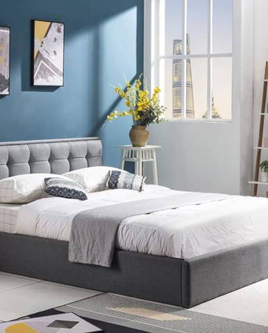 Padva 120 čalúnená manželská posteľ s úložným priestorom sivá