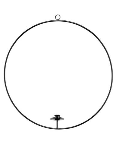LUNA Dekoračný kruh sa svietnikom 50 cm - čierna
