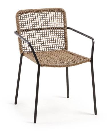Béžová záhradná stolička s oceľovou konštrukciou Kave Home Bomer