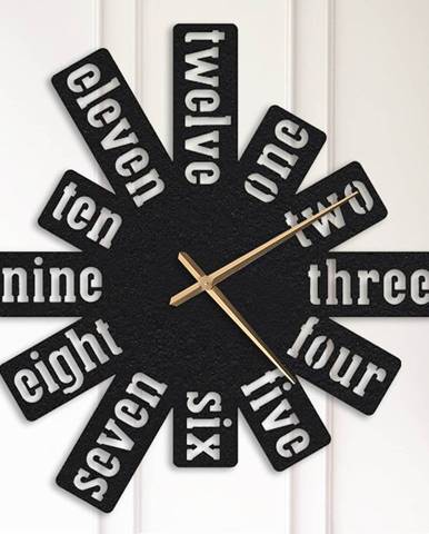 Čierne kovové nástenné hodiny Kate Louise Numbers