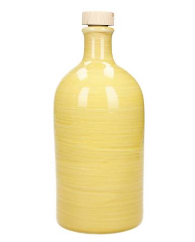 Žltá keramická fľaša na olej Brandani Maiolica, 500 ml