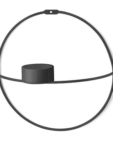 Súprava 2 čiernych nástenných svietnikov Circle, ø 21 cm