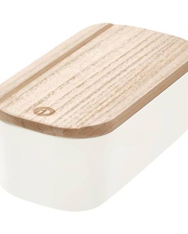 Biely úložný box s vekom z dreva paulownia iDesign Eco, 9 x 18,3 cm