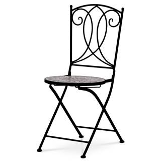 Záhradná stolička s keramickou mozaikou kovová