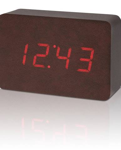 Tmavohnedý budík s červeným LED displejom Gingko Brick Click Clock