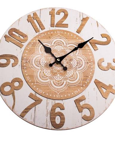 Drevené nástenné hodiny Dakls Mandala, ø 34 cm