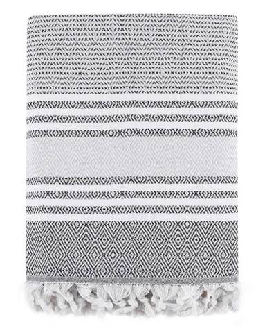 Sivá bavlnená prikrývka cez posteľ Galina Grey White, 200 x 240 cm