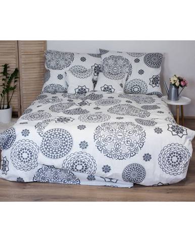 Bielo-sivé bavlnené posteľné obliečky Cotton HoMandala, 140 x 200 cm