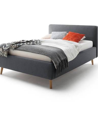 Tmavosivá dvojlôžková posteľ s roštom a úložným priestorom Meise Möbel Mattis, 140 x 200 cm