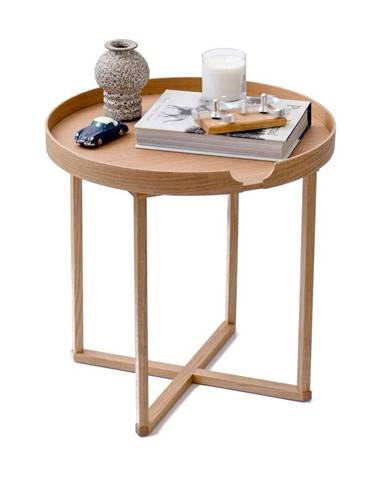 Odkladací stolík z dubového dreva s odnímateľnou doskou Wireworks Damieh, 45 × 45 cm