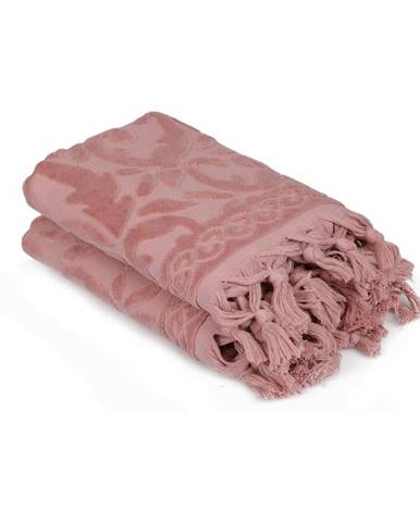 Sada dvoch ružových uterákov v odtieni dusty rose Bohème, 90 × 50 cm