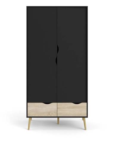 Čierna šatníková skriňa Tvilum Oslo, 99 x 200 cm