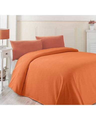 Oranžová ľahká prikrývka cez posteľ Oranj, 200 x 230 cm