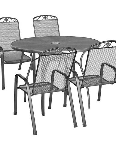 Sada kovového nábytku guľatý stôl + 4 stoličky