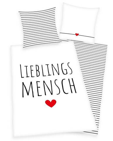Herding Bavlnené obliečky Lieblings mensch, 140 x 200 cm, 70 x 90 cm