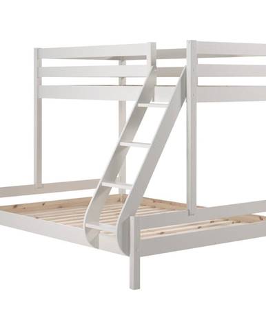 Biela poschodová detská posteľ z borovicového dreva 140x200/90x200 cm Pino Martin – Vipack